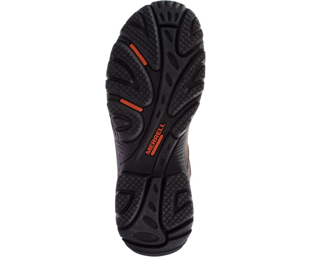 Botas Homem - Merrell Strongfield Couro Pull On Waterproof Comp Toe Wide Width - Marrom - HRO734209